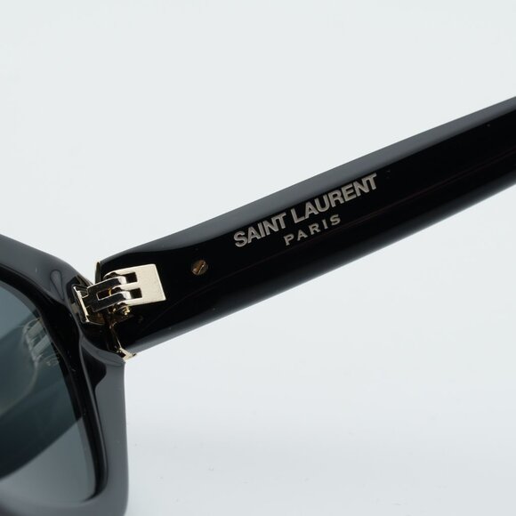 Saint Laurent SL M153 001 Sunglasses Shiny Black Square Frame, Black Lenses - Picture 8 of 11